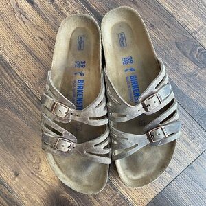 Birkenstock Taupe Soft Footbed Sandals Size 39